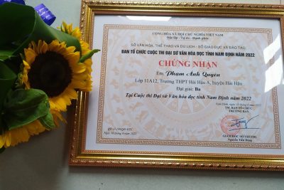Học sinh trường THPT A Hải Hậu tích cực tham gia và đạt giải Cuộc thi Đại sứ văn hóa đọc tỉnh Nam Định năm 2022.