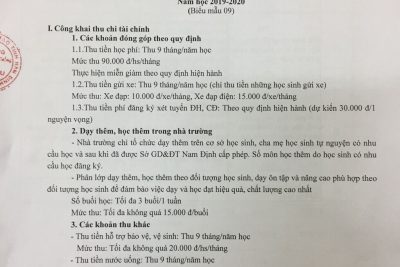 THÔNG BÁO CÔNG KHAI CÁC ĐIỀU KIỆN TRIỂN KHAI HOẠT ĐỘNG GIÁO NĂM HỌC 2019- 2020