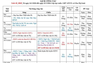 Lịch công tác tuần 8 – HKII