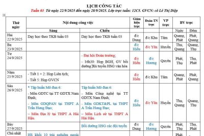 Lịch công tác tuần 3