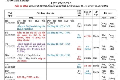 Lich công tác tuần 1- HKII năm học 2025- 2026