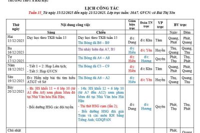Lịch công tác tuần 15