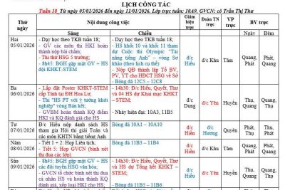 Lịch công tác tuần 18