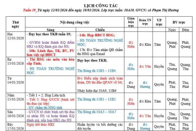 Lịch công tác tuần 19