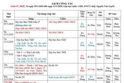 Lịch công tác tuần 7- HKII