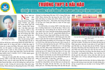 TRƯỜNG THPT A HẢI HẬU LÀ MỘT TRONG NHỮNG LÁ CỜ ĐẦU CỦA NGÀNH GIÁO DỤC TỈNH NAM ĐỊNH