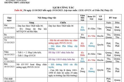 Lịch công tác tuần 6