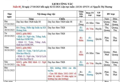 Lịch công tác tuần 8